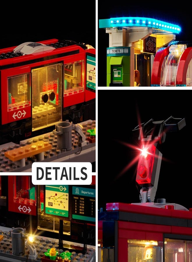 Kyglaring طقم إضاءة LED من Kyglaring متوافق مع مكعبات بناء Lego Downtown Streetcar and Station 60423، ملحقات إضاءة لعرض المدينة، (الإضاءة فقط، النموذج غير متضمن)، الإصدار الكلاسيكي. - Image 5